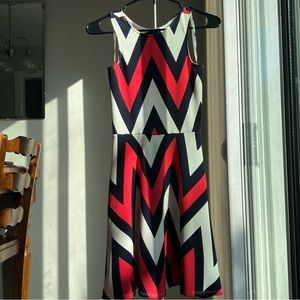 Zig Zag Pattern Fit & Flare Dress